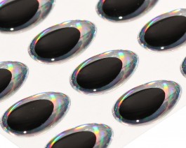 3D Epoxy Teardrop Eyes, Rainbow Silver, 12 mm